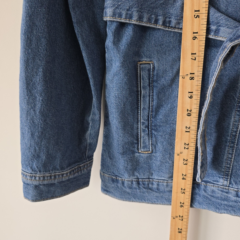 Gloria Vanderbilt Oversized Trucker Denim Jacket S Blue NWT Belted - Picture 8 of 9